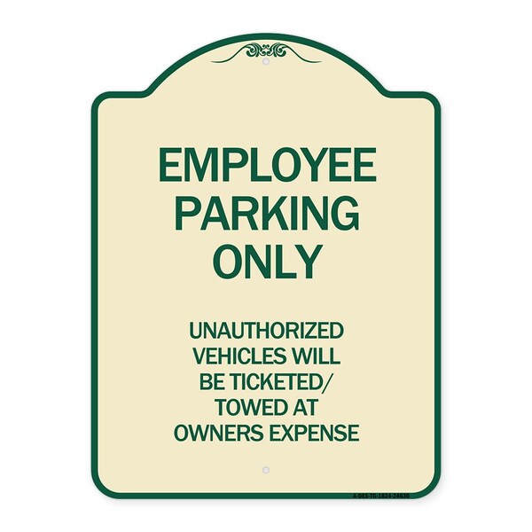Employee Parking Only Unauthorized Vehicles Will Be Ticketed Towed at Owners Expense, TG-1824-24630